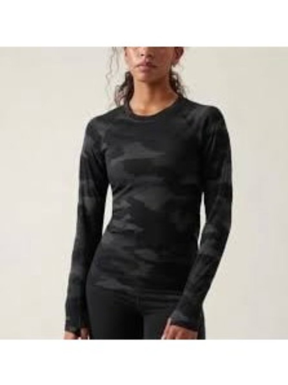 ATHLETA Speedlight Top Long Sleeve Shirt CAMO Workout Running Style 491464 Small